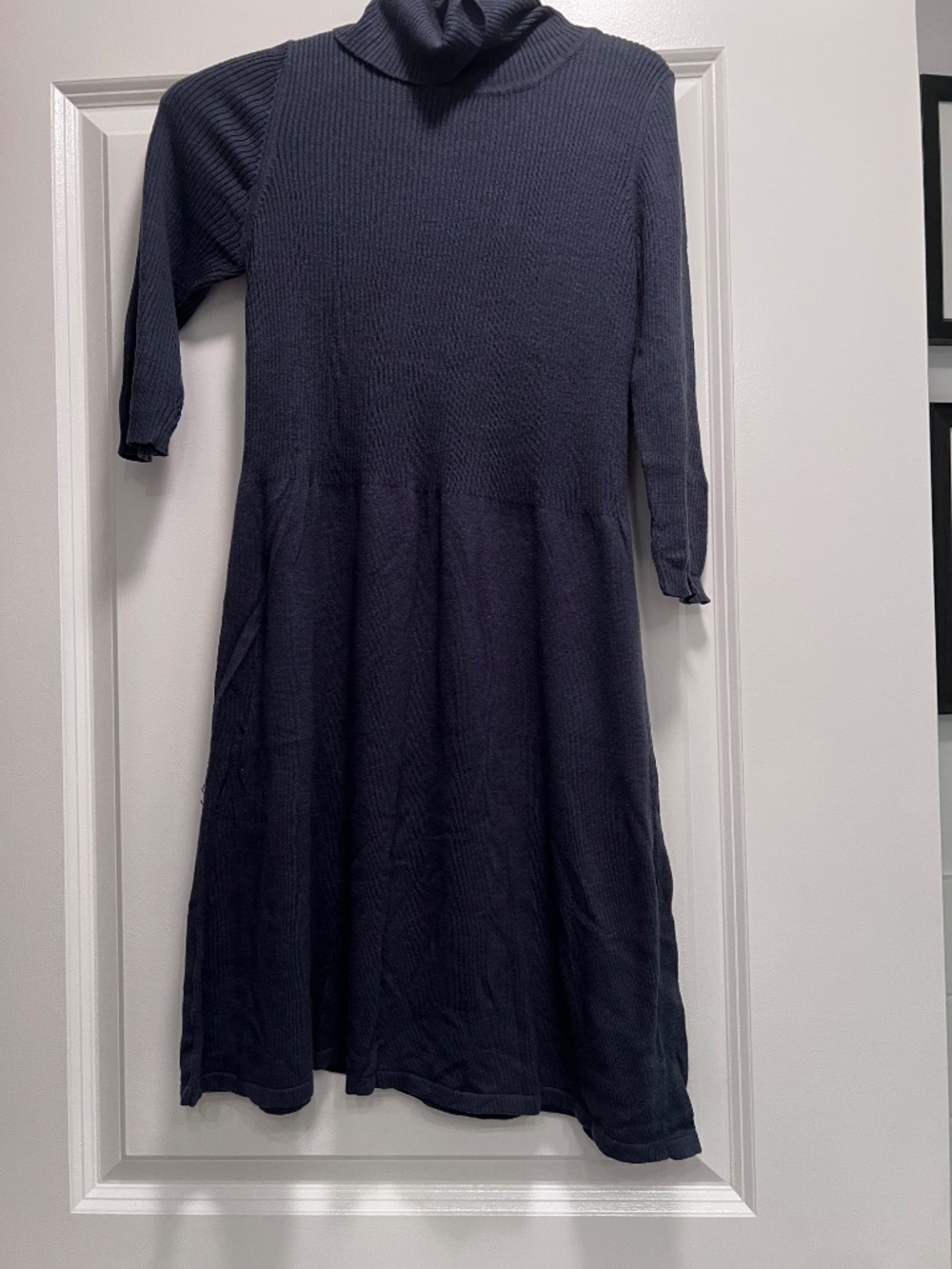 Laurie b. Knit Turtleneck Mini Dress - dusty blue - Size M - 10% Cashmere